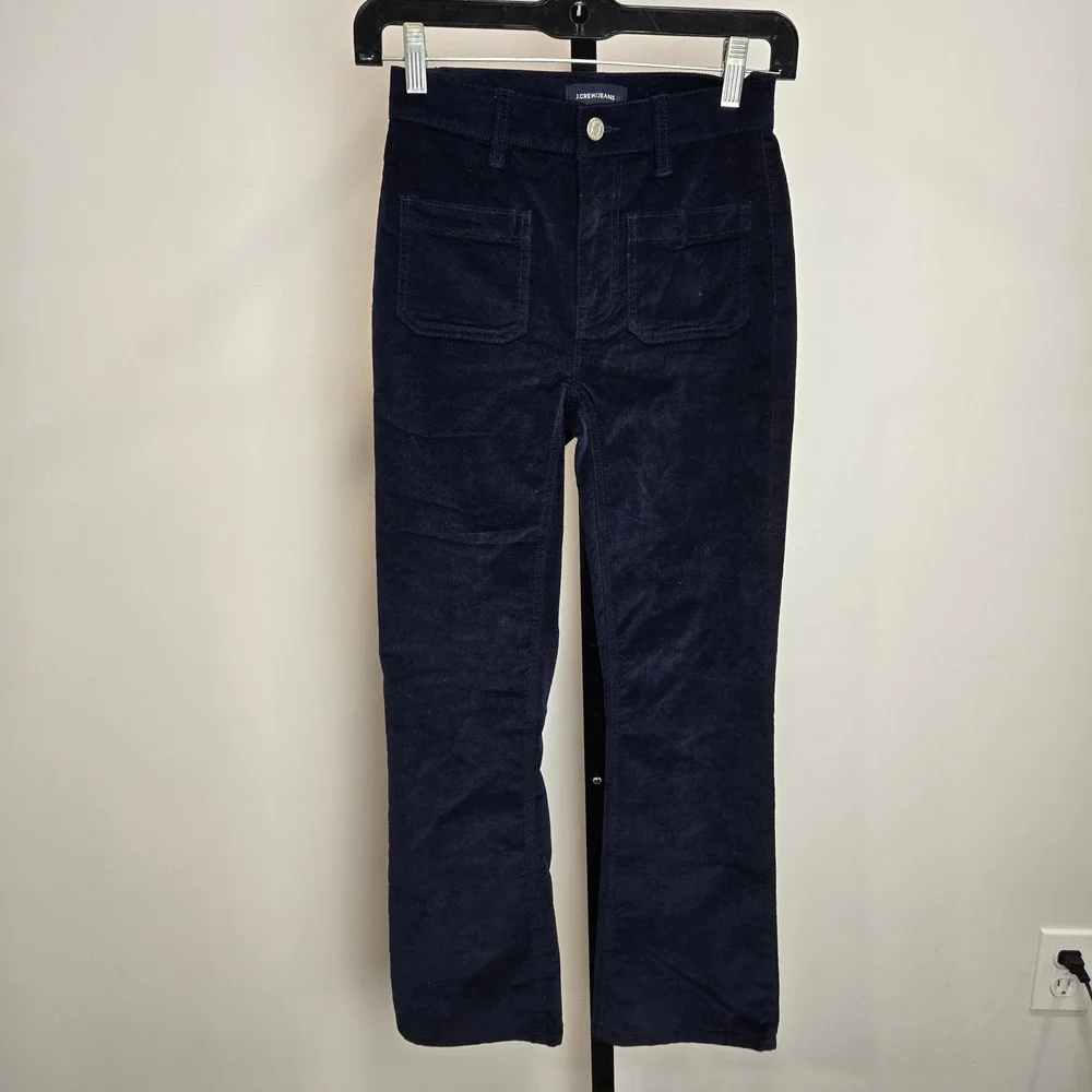 J Crew Billie Demi Boot Crop Velvet Corduroy Pants Navy Blue Size 23 Indie